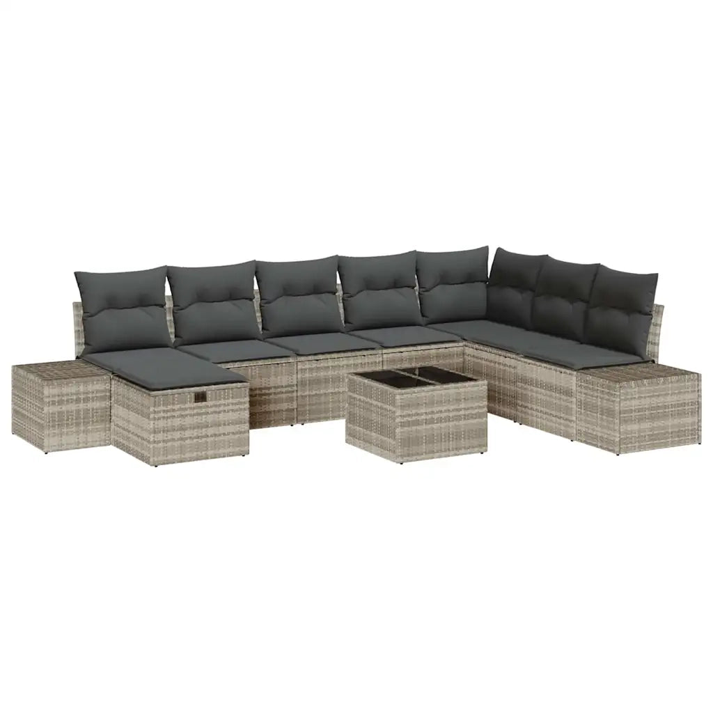 Set Divano da Giardino 9 pcs Grigio chiaro polyrattan 3359441