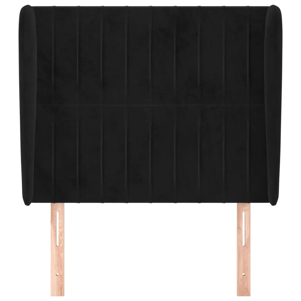 Testiera | Testata ad Orecchio Nera 103x23x118/128 cm in Velluto
