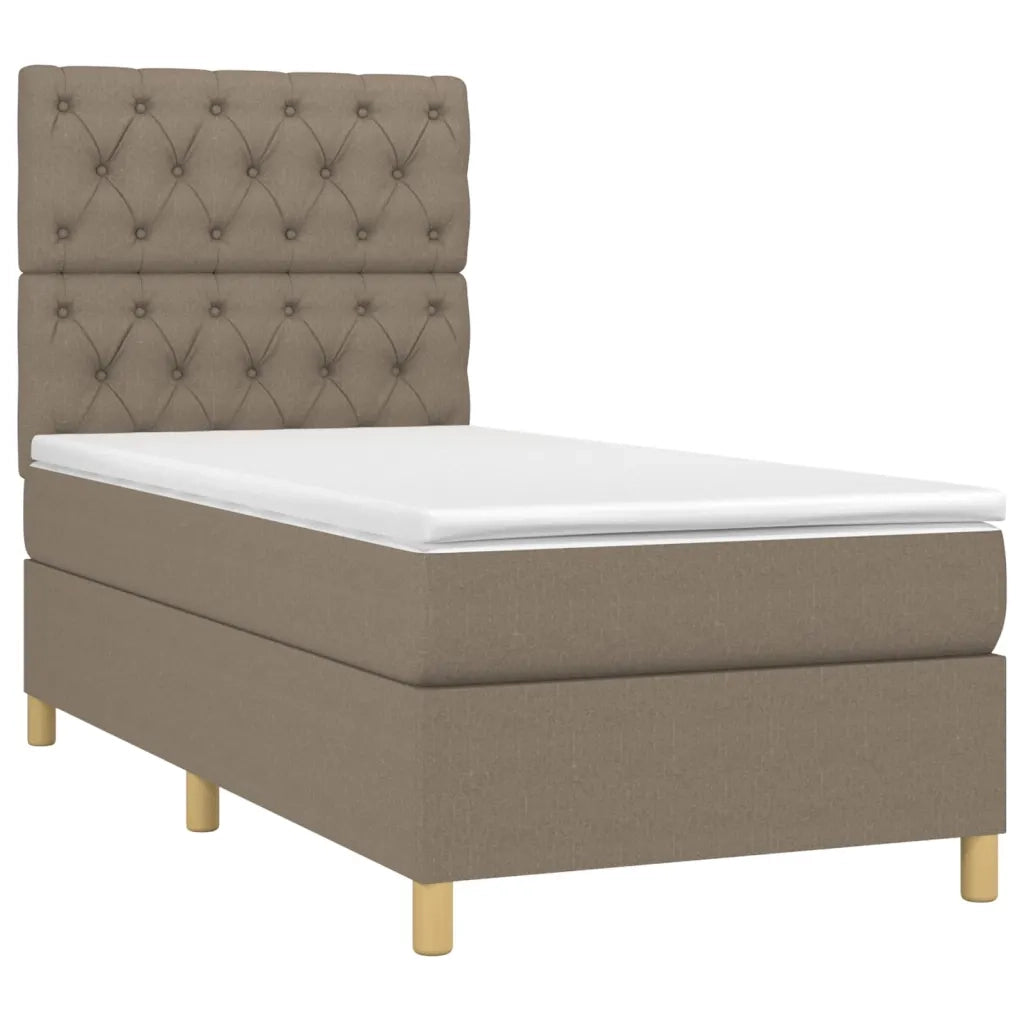 Letto a Molle con Materasso e LED Tortora 80x200 cm in Tessuto cod mxl 62700