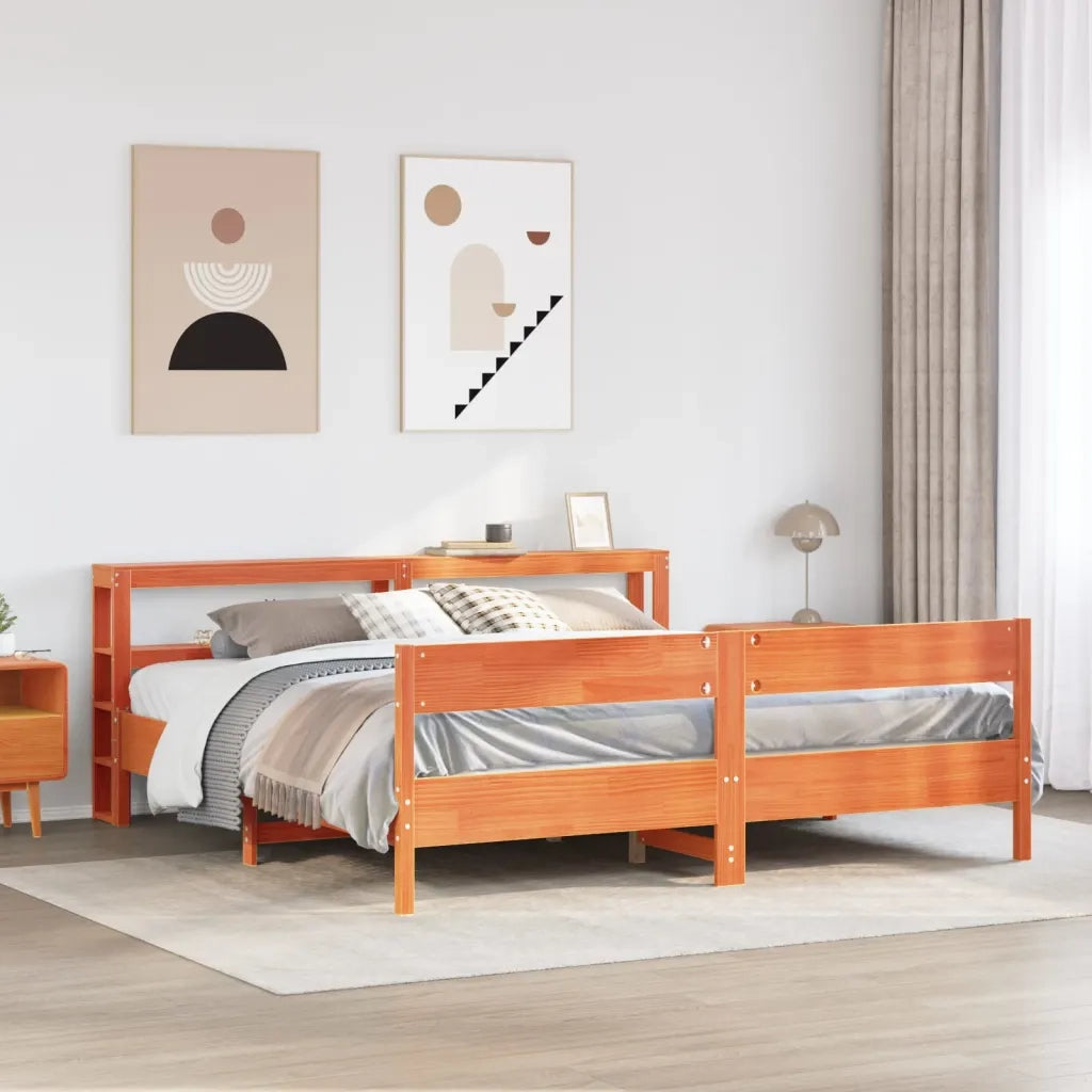Letto senza Materasso Marrone Cera 200x200 cm in Legno di Pino 3306176