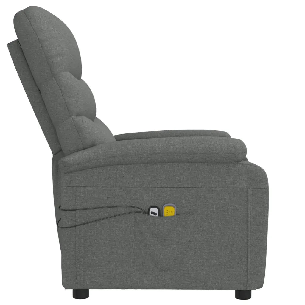 Poltrona Massaggiante | Sedia Relax Elettrica Grigio Scuro in Tessuto