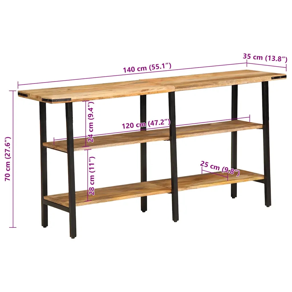Tavolo Consolle 140x35x70 cm in Legno Massello di Mango 373613