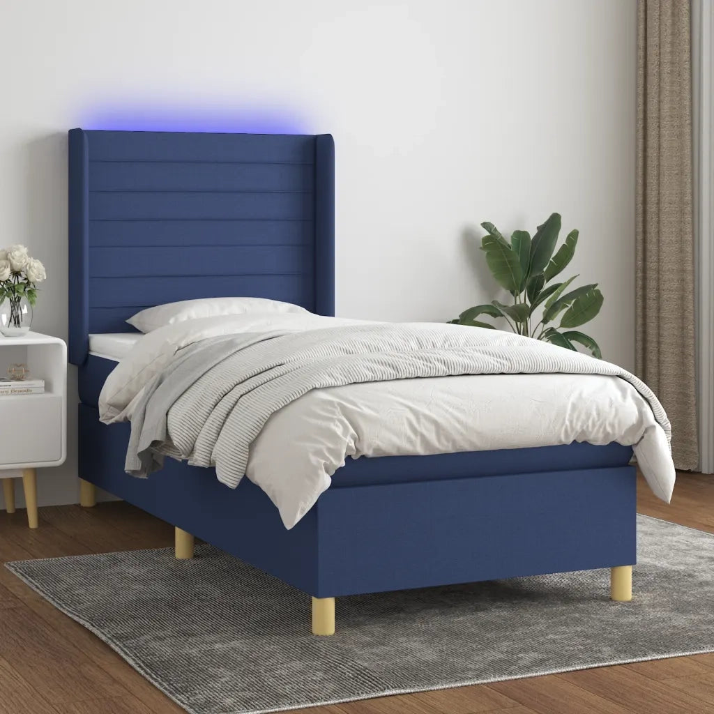 Letto a Molle con Materasso e LED Blu 90x190 cm in Tessuto 3138923