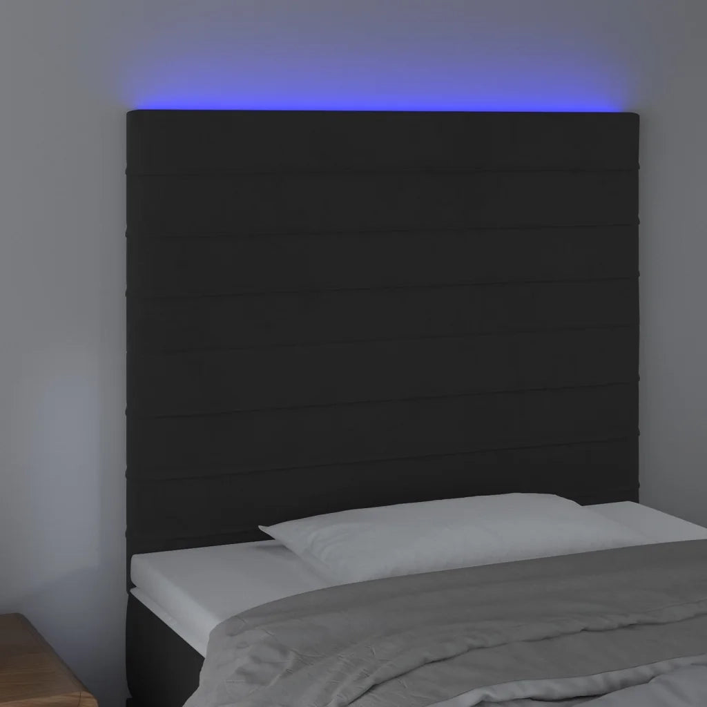 Testiera a LED-Testata con LED Nera 80x5x118/128 cm in Velluto 964293