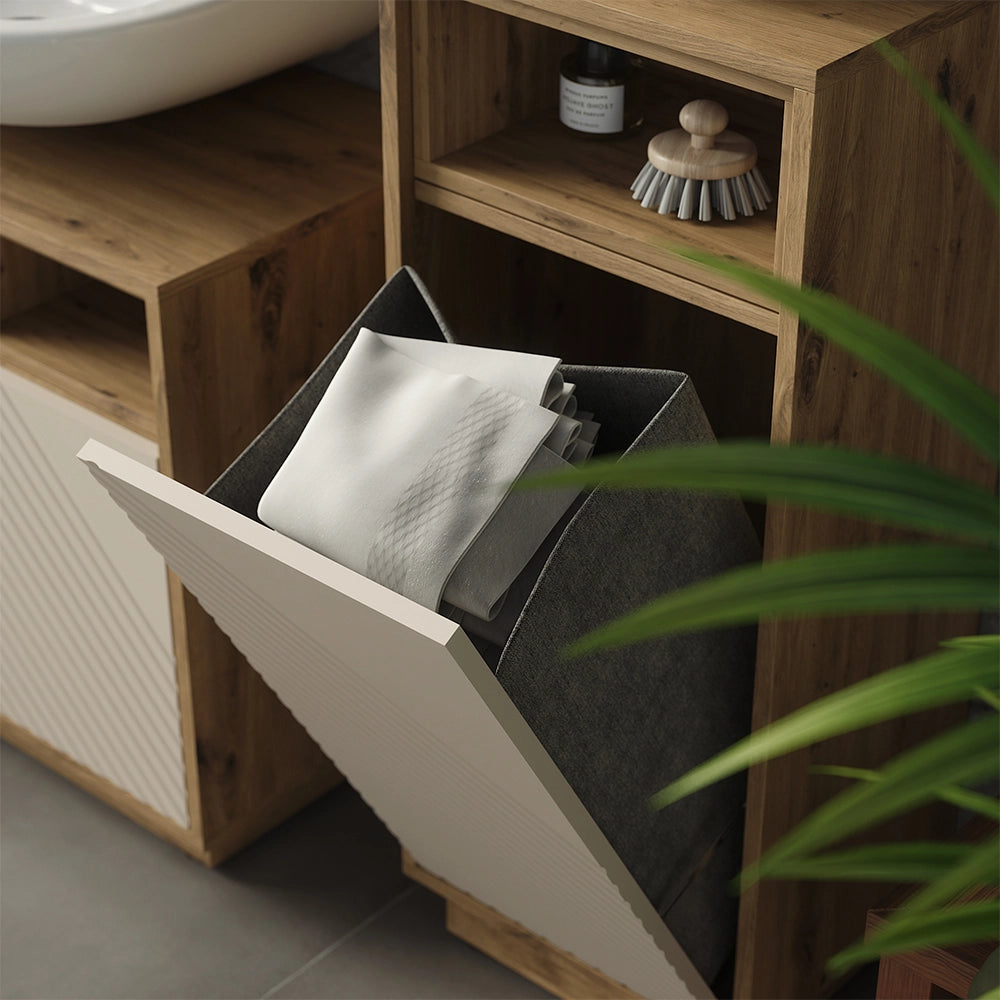 Armadio per biancheria Beatrice Cachemire/Rovere artigianale 38 x 93 cm Vicco