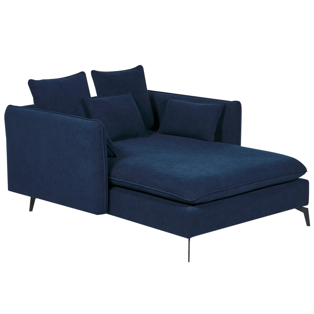 Chaise Lounge Blu Poliestere Tessuto Imbottito Braccioli Cuscino Schienale Design Moderno Soggiorno Simmetrico