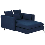 Chaise Lounge Blu Poliestere Tessuto Imbottito Braccioli Cuscino Schienale Design Moderno Soggiorno Simmetrico