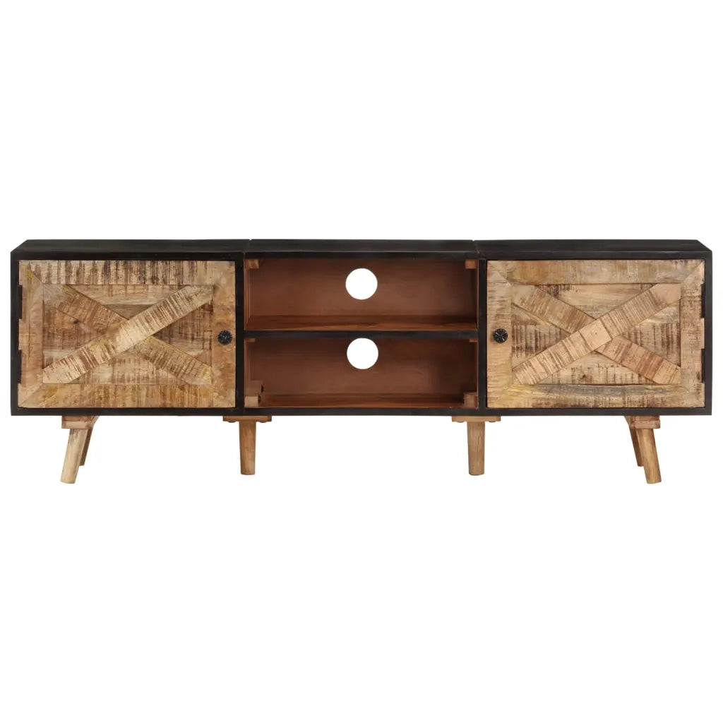 Mobile TV-Credenza per TV 140x30x46cm Legno di Mango Grezzo e Massello d'Acacia