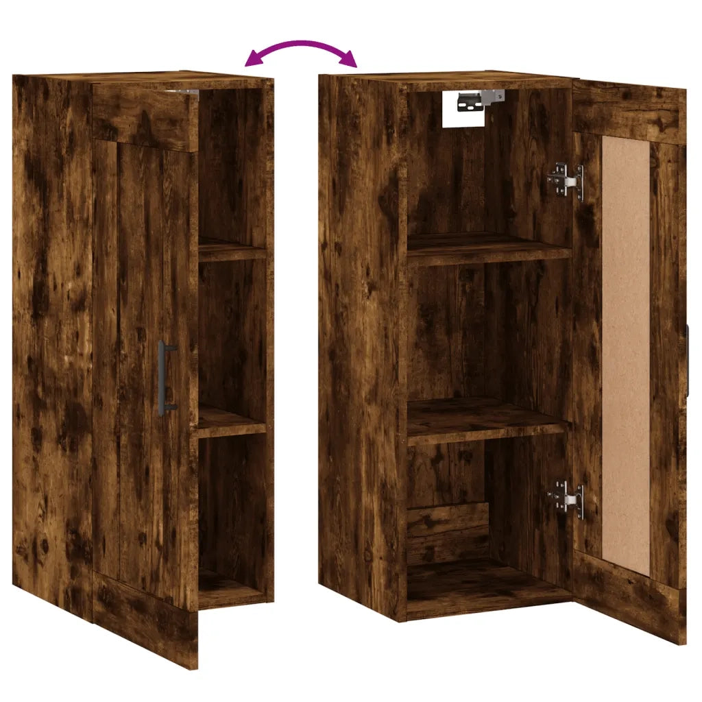 Mobile a Parete Rovere Fumo 34,5x34x90 cm in Legno Multistrato 830513