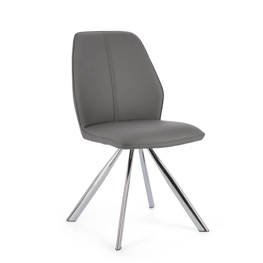 Set di 4 Sedie Imbottite in Similpelle con Gambe in Acciaio - LEO