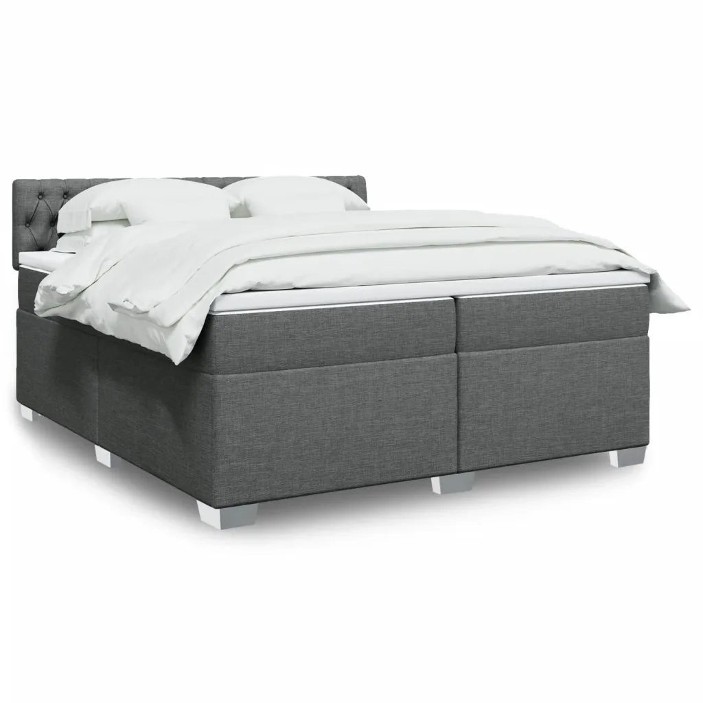 Giroletto a Molle con Materasso Grigio Scuro 200x200 cm Tessuto 3286003