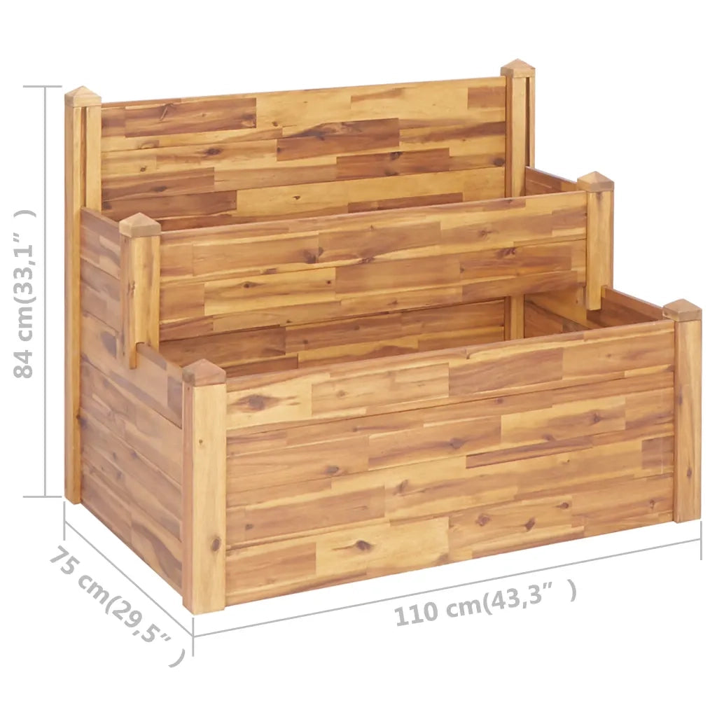 Fioriera da Giardino a 2 Livelli 110x75x84cm Massello di Acacia 46582
