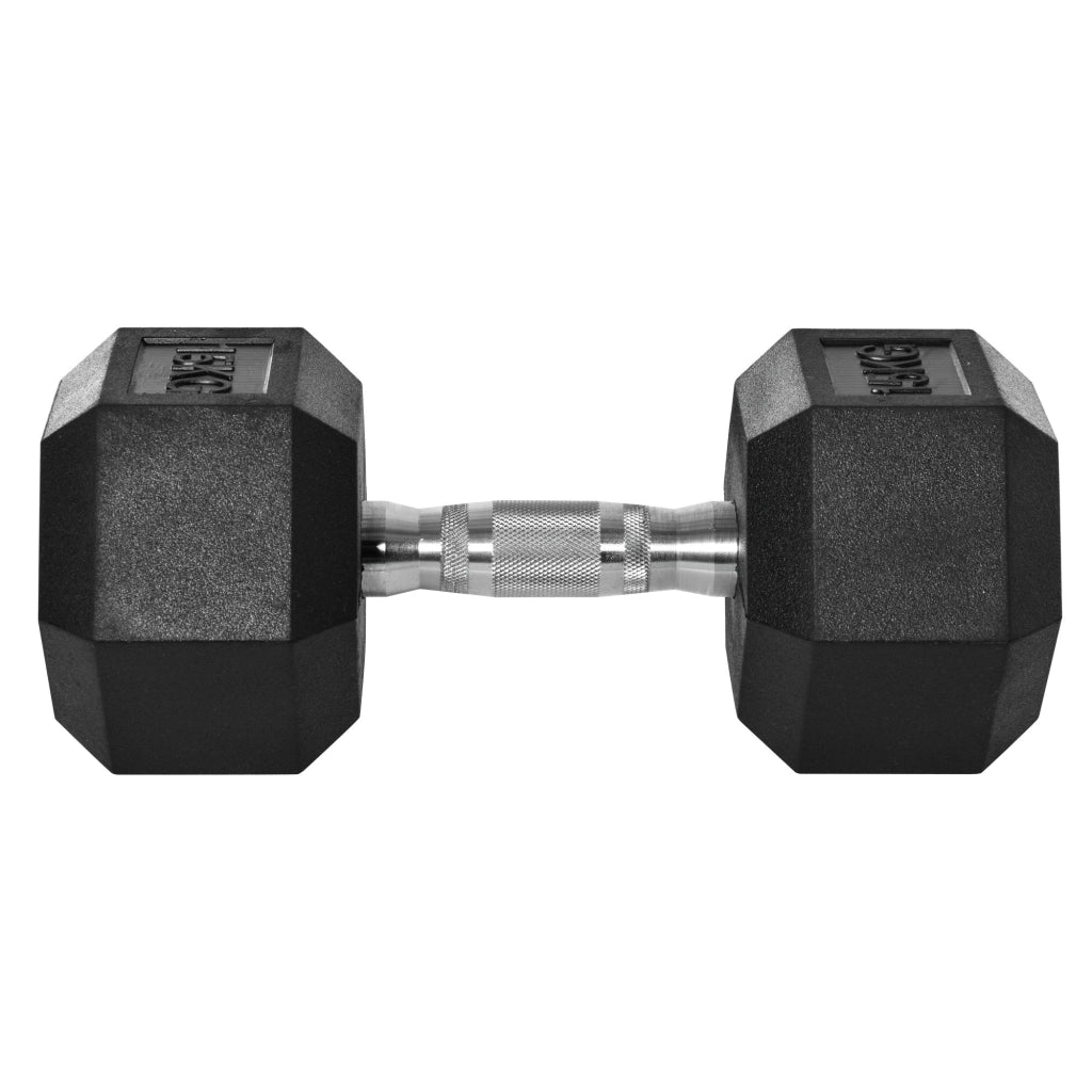Manubrio 15 kg Esagonale con Impugnatura Antiscivolo Ø15,5 x 33,6 cm in Acciaio e Gomma Nero