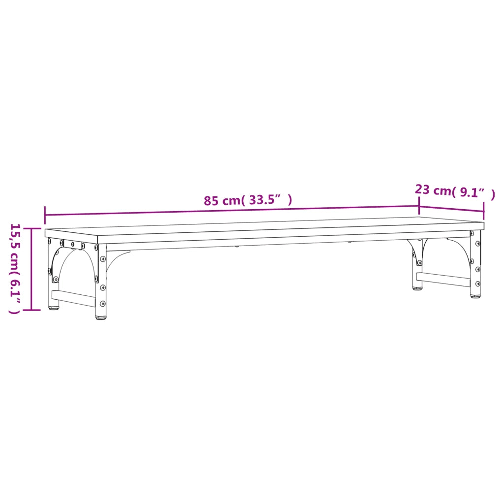 Supporto Monitor Grigio Sonoma 85x23x15,5 cm Legno Multistrato 834008