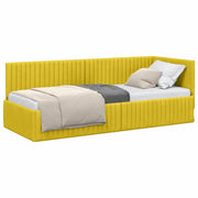 Letto singolo | Letto per adulti | Cornice del letto ad angolo Giallo 80 cm x 200 cm Velluto
