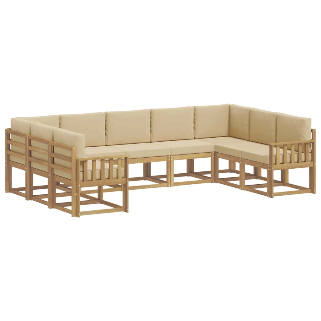 Set di divani da esterno 9 pz Bianco e Beige 3388217
