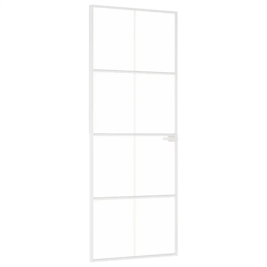 Porta Interna Bianca 76x201,5 cm Vetro Temperato Alluminio Slimcod mxl 82352