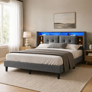 Letto matrimoniale 160x200 con testiera contenitore LED USB