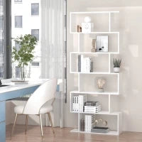 Scaffale Alto con 6 Ripiani, Libreria Scaffalatura in Legno Design Moderno, Bianco 80 × 23 × 192cm