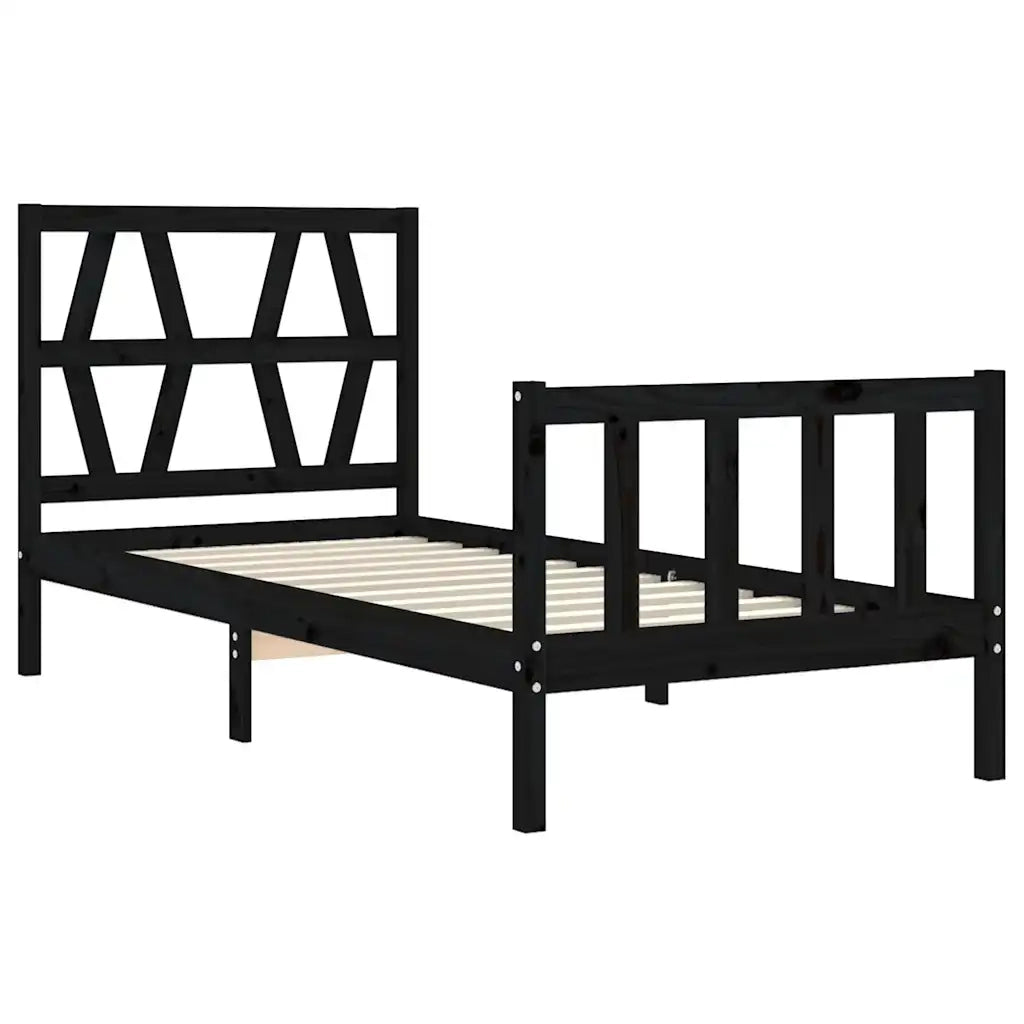 Giroletto con Testiera Nero Small Single in Legno Massello 3192455