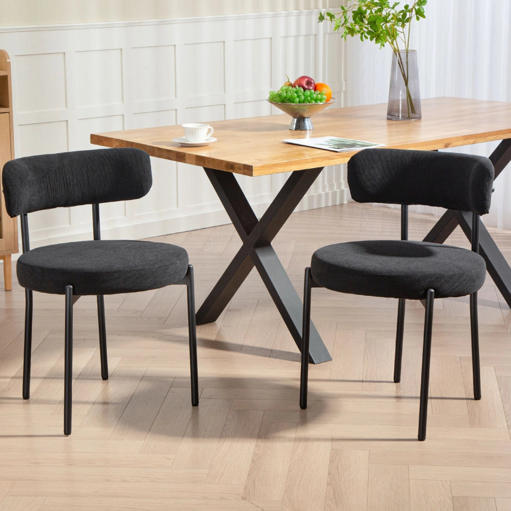 Set di 4 sedie da pranzo con schienale in tessuto e gambe in metallo ¨C zephmum ¨C nero 51x51x76 cm