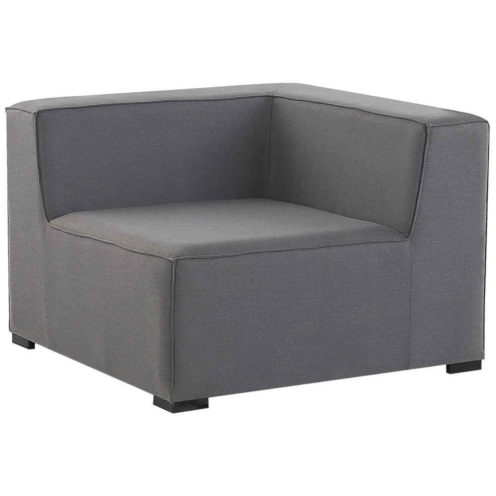 Set divano ad angolo per interni ed esterni con rivestimento in tessuto grigio a 7 posti con divano da giardino ottomana destro