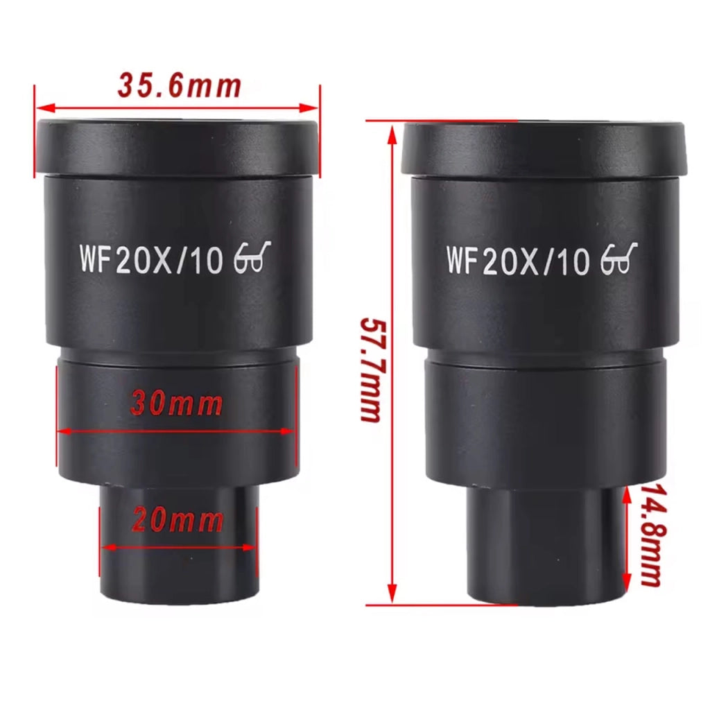 Set di Oculari WF20X/10 per Microscopio Stereoscopico – Ingrandimento 20x | Campo Visivo 10 mm