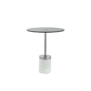 Tavolino da salotto Lana con base in marmo e piano in vetro