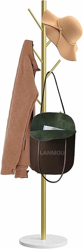 Kapstok indipendente con basamento marmoreo - 7 ganci - 170 cm - oro
