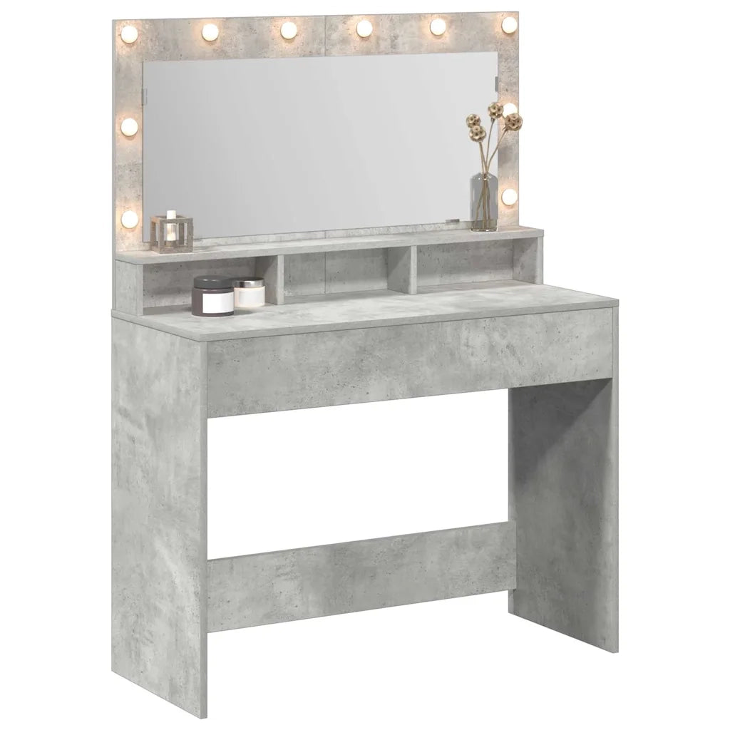 Tavolo da Trucco con specchio Grigio cemento 100 x 41 x 135 cm 865103