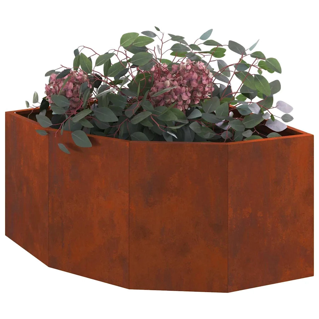 Vaso d'angolo-Fioriera-Contenitore per Piante Ruggine 60 x 60 x 35 cm acciaio corten