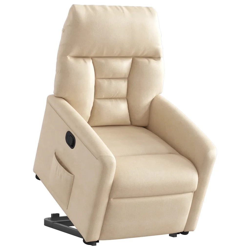 Poltrona Alzapersona Reclinabile Beige in Tessuto Microfibra 3303092