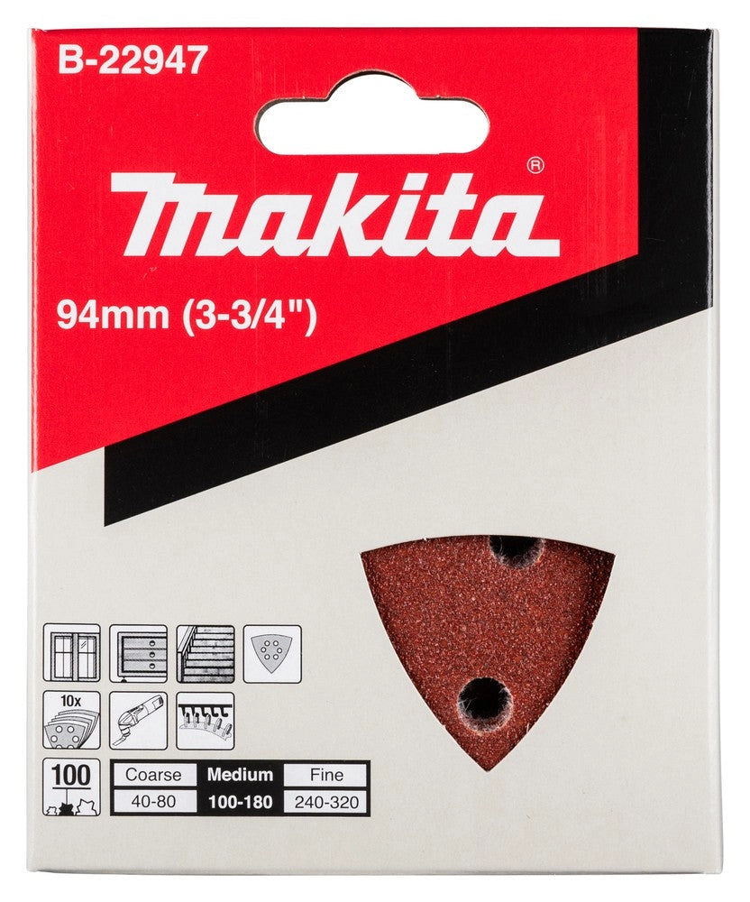Set 10 carte abrasive Makita a delta 93mm grana 100 B-22947