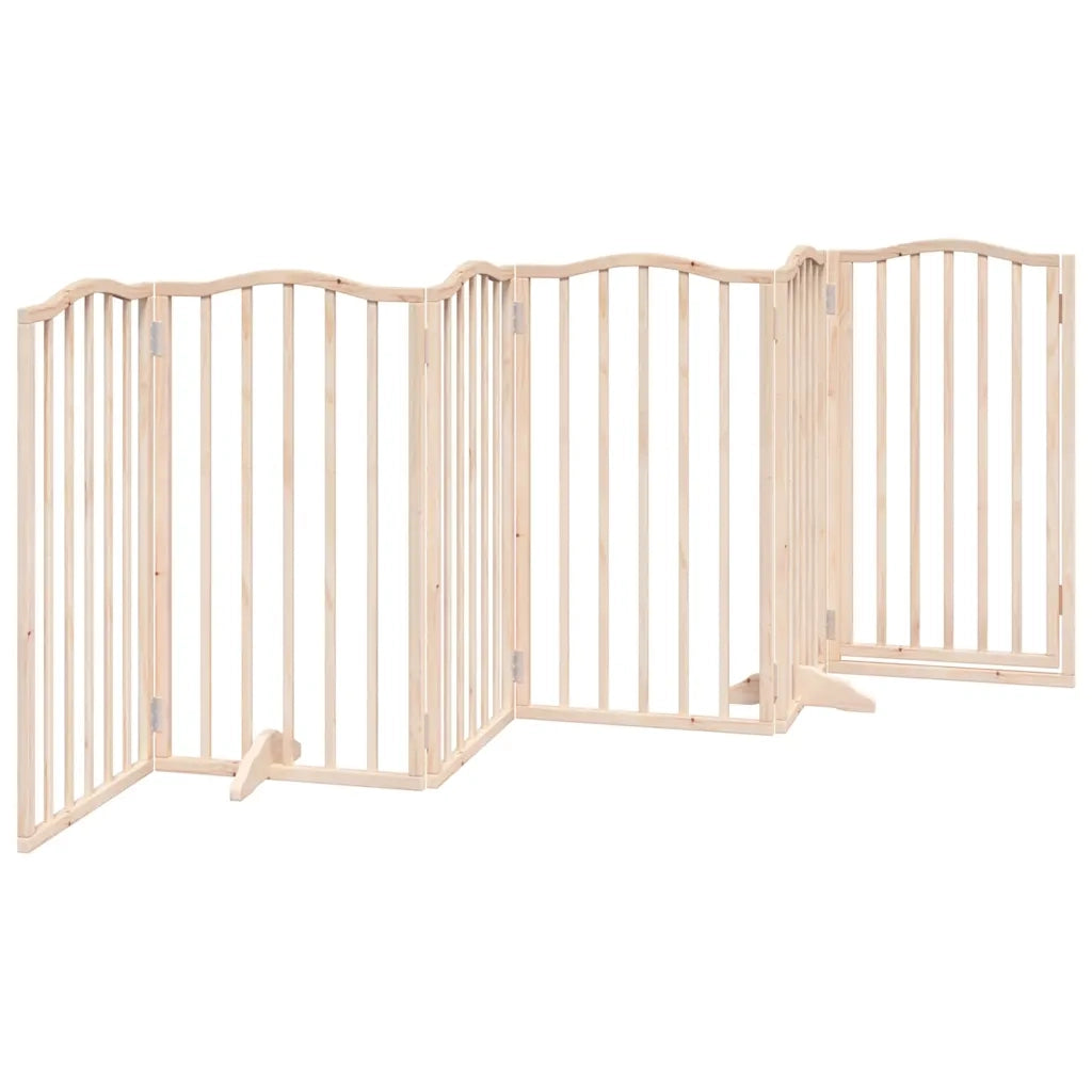 Cancelletto per cani con porta pieghevole 6 pannelli 300 cm in legno di pioppo 352207