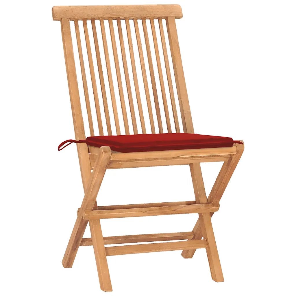 vidaXL Set da Pranzo Giardino Pieghevole 3 pz Cuscino Massello di Teak
