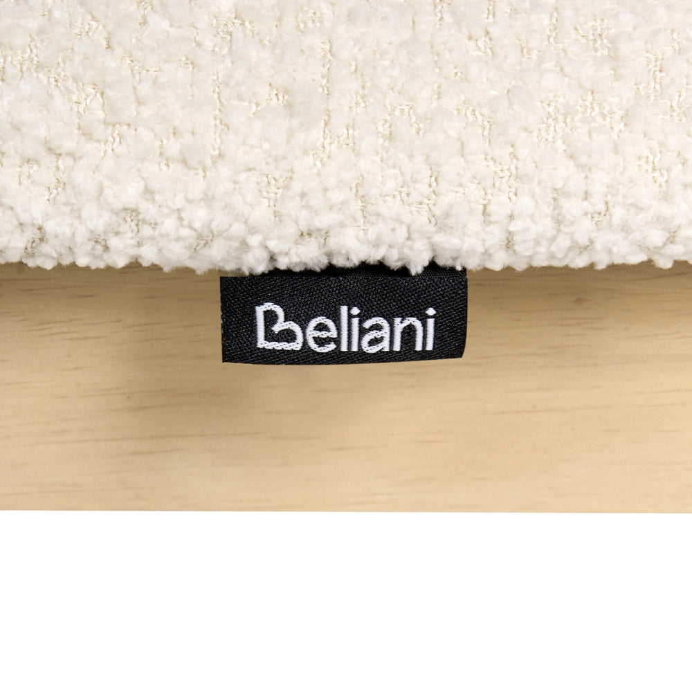 Set di 2 sedie da pranzo Struttura in legno di gomma chiaro Seduta in bouclé beige Design retrò senza braccioli