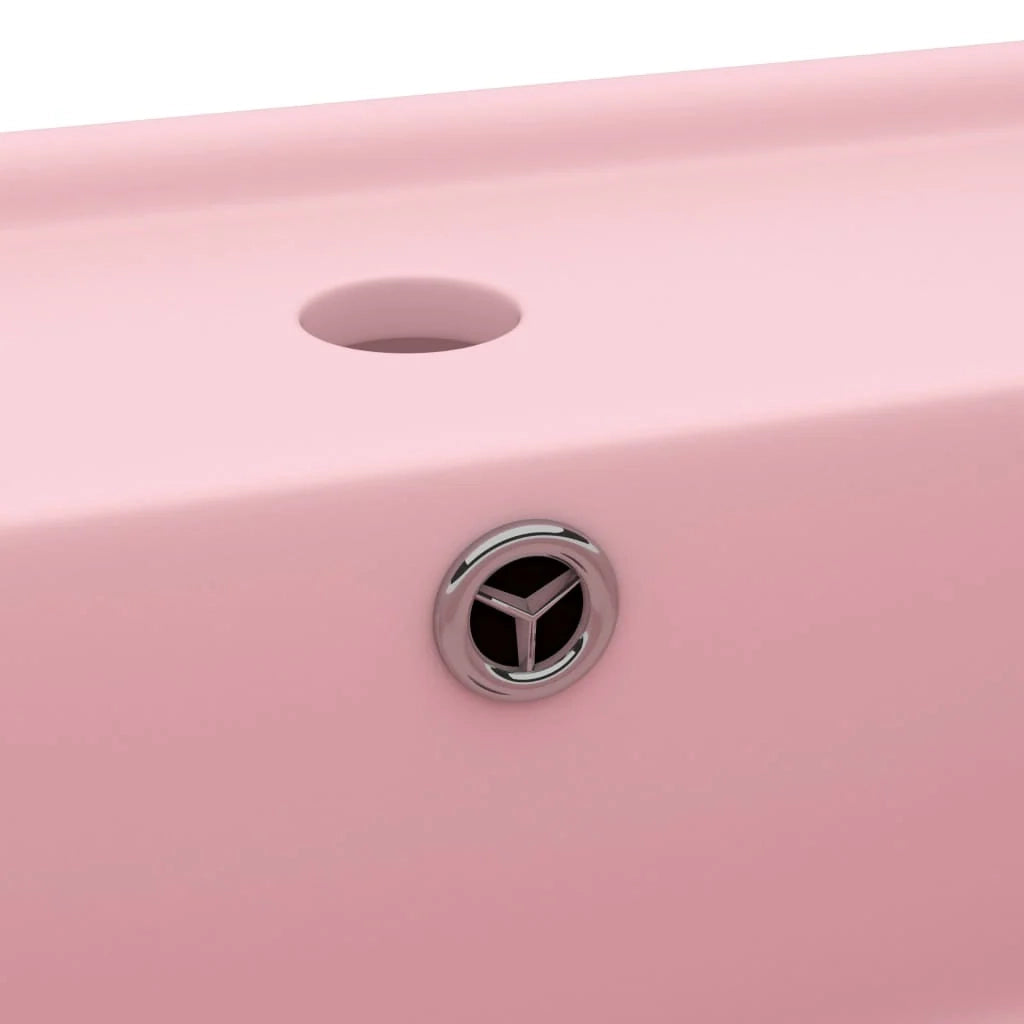 Lavabo quadrato di lusso con troppopieno lavabo da appoggio lavabo da bagno stanza da trucco casa 41 x 41 cm ceramica rosa opaca 02_0002686