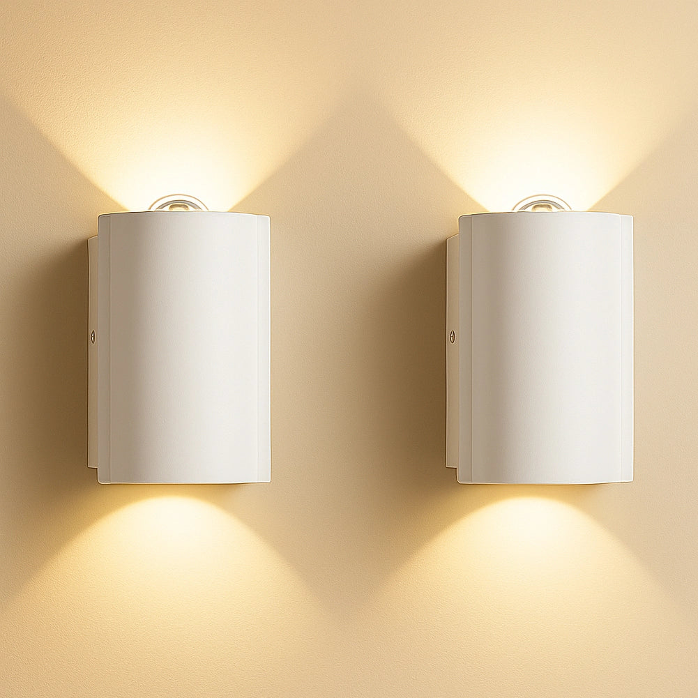 Set 2 Applique da Muro 2 Led Lampada a Parete Bianca Luce Bianco Caldo 4x6.5x4cm