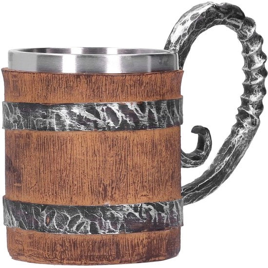 Pulitore per Bicchieri in Acciaio Inossidabile - Vintage - Design a Mok Viking - Regalo per il Giorno del Padre - Finestra di Applicazione - Progetto di Design a Vaso di Quercia