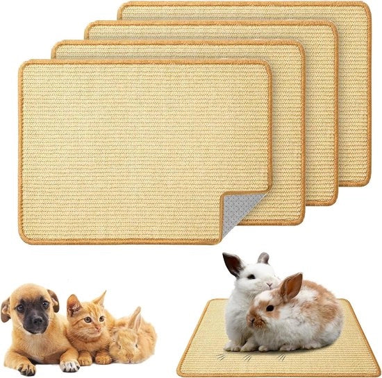 Matte da krab per coniglio 30x40 cm - mat di sisal naturale per gatti e piccoli animali - gatto e letto per cavi, chinchi e topi (set da 4)