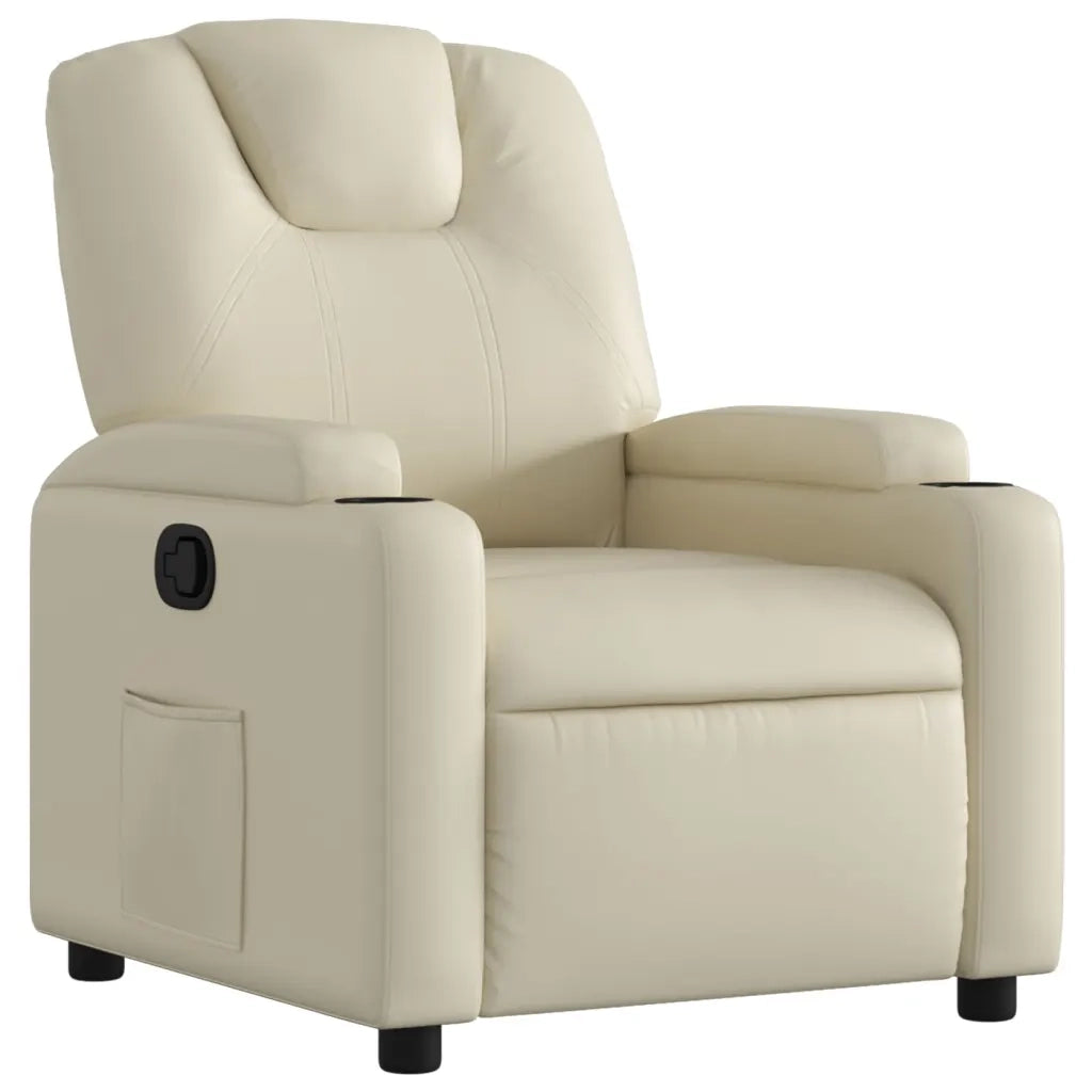 Divano Sedia-Poltrona reclinabile in similpelle color crema 549831