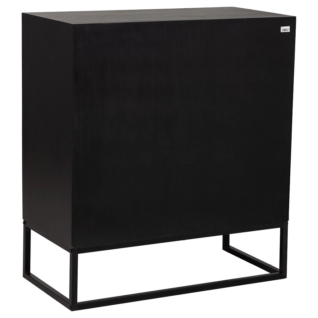 Credenza con 2 cassetti e 2 ante in legno e metallo nero 80x39,5x89