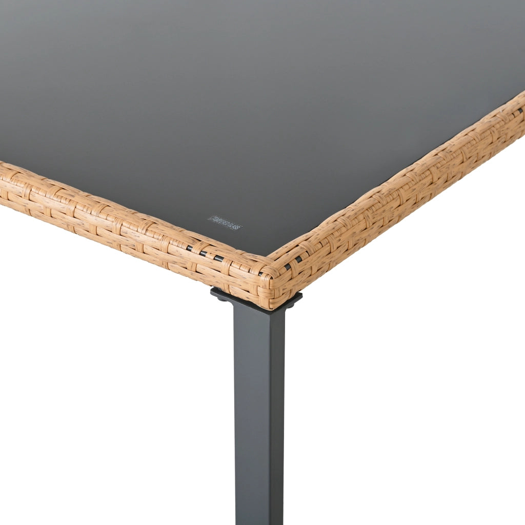Set tavolo e sedie da giardino con tavolo e 6 sedie, cuscini sfoderabili in rattan PE nero e marrone
