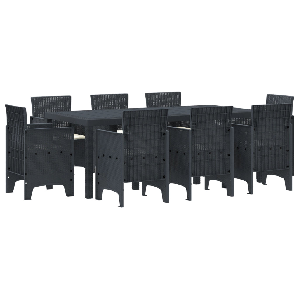 Set da Pranzo da Giardino in 9 Pezzi con Cuscini Antracite