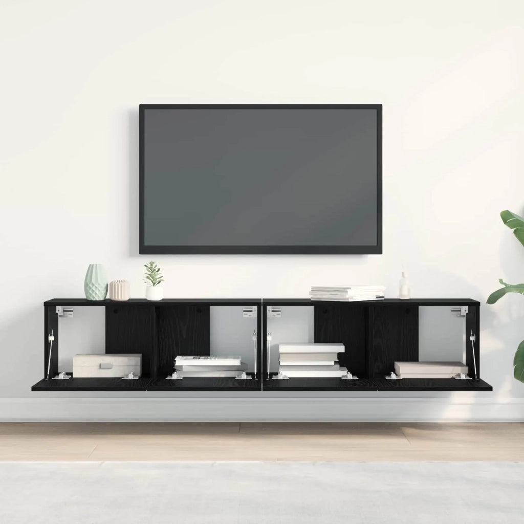 Mobile TV 2 pz Rovere Nero Legno ingegnerizzato 862784