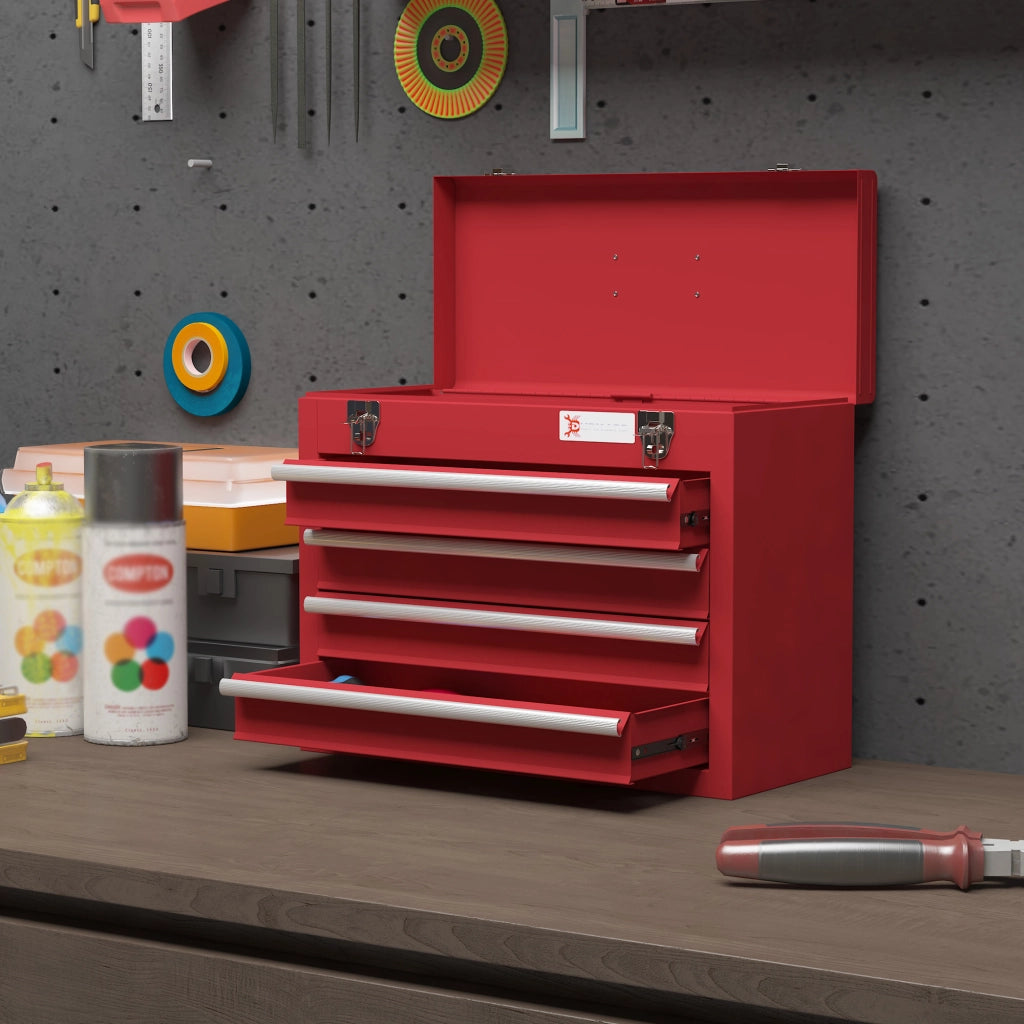 Cassettiera per attrezzi 4 cassetti ¨C Zephmum ¨C Rosso metallo 51x22x39.5 cm