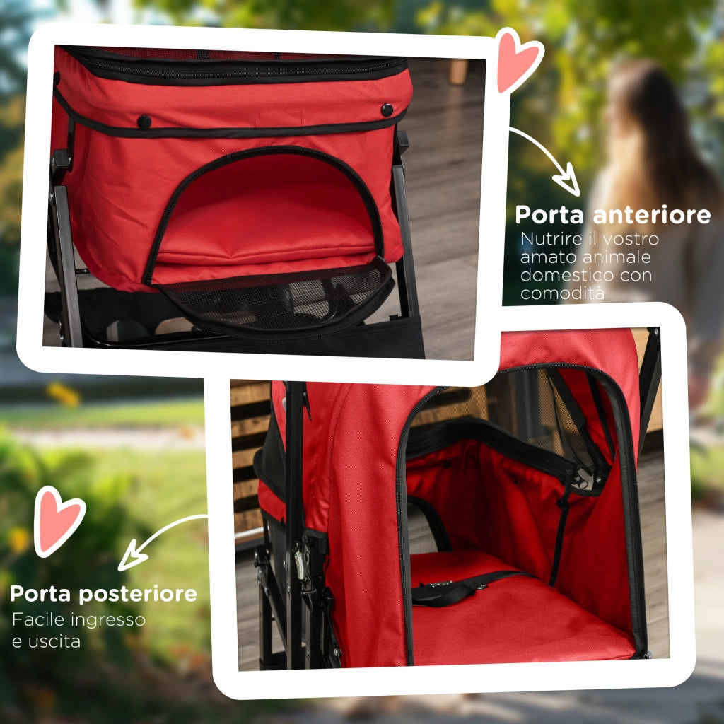 Passeggino per Cani Piccoli Pieghevole ¨C zephmum ¨C Rosso 76.5x52x95cm