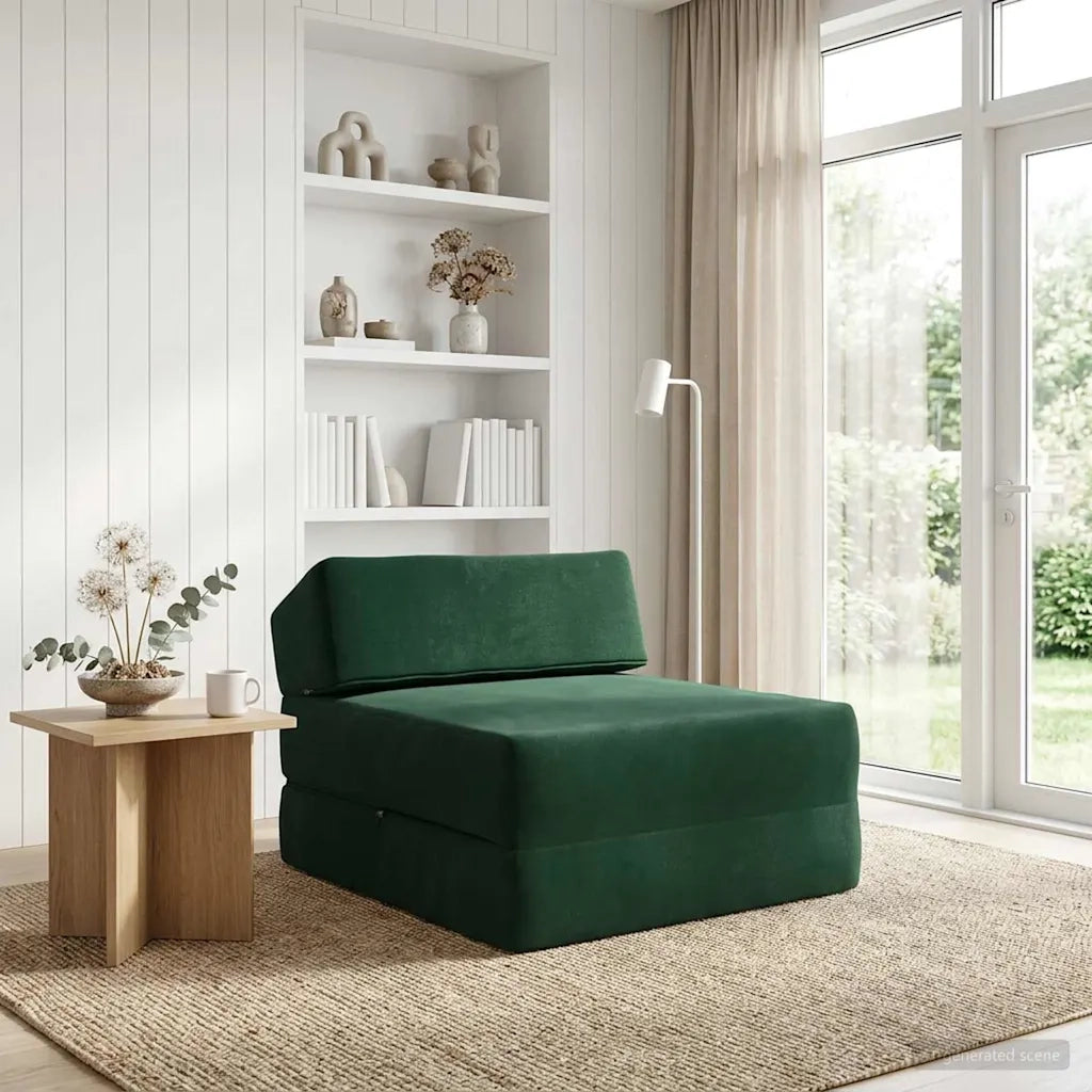 Divano Letto Pieghevole Verde Scuro 60 x 70 x 41 cm Tessuto