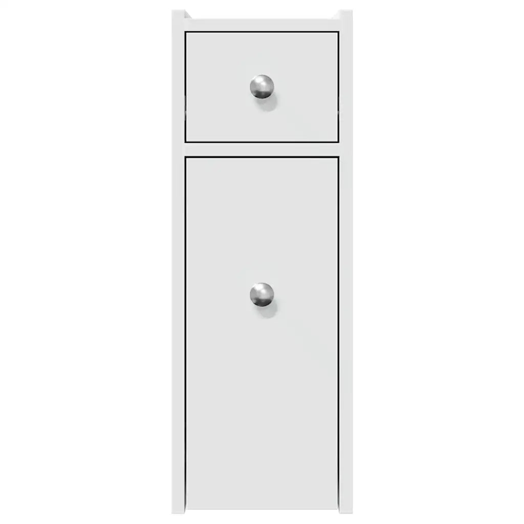 Armadietto da Bagno Stretto con Ruote Bianco in Truciolato 855286