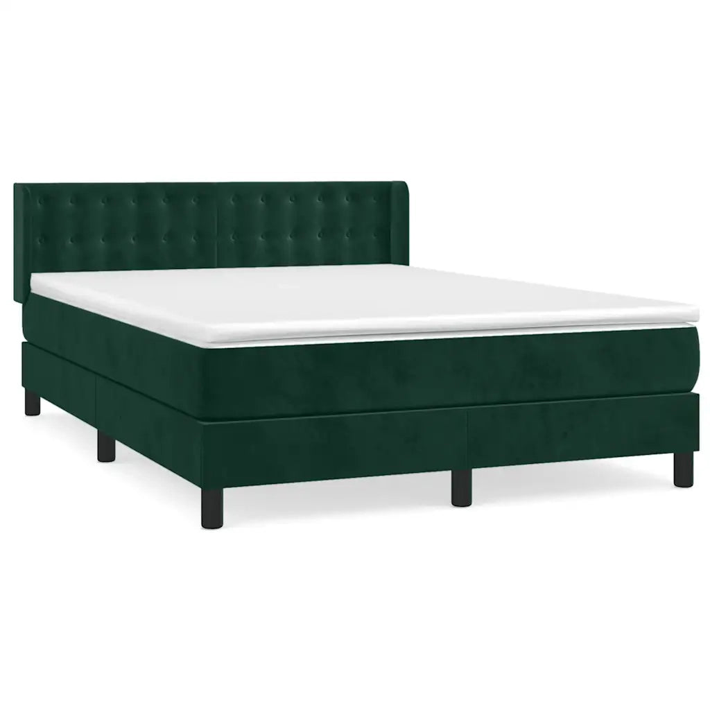 Giroletto a Molle con Materasso Verde Scuro 140x190 cm Velluto 3131198